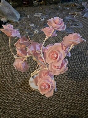 Pink Artificial Rose Branch Table Accent - Unbranded